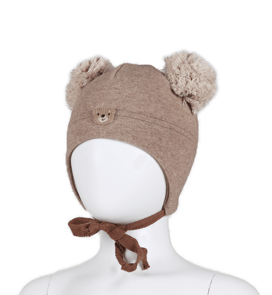 Kivat, brunmelert cotwool knytelue med bamse